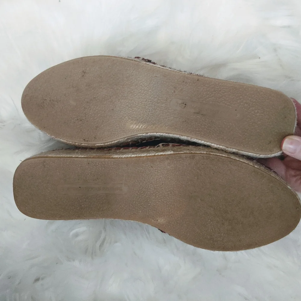 ZARA Burgundy Ponyhair Espadrilles Sneaker Loafers 7.5 Pony Hair Calf Snake